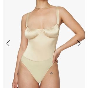 WeWoreWhat Ruched tank stretch charmeuse bodysuit